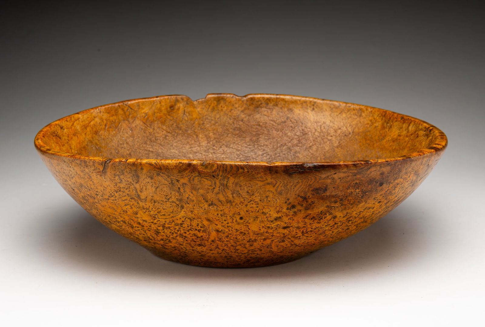 NATIVE AMERICAN CARVED OVAL BURL BOWL. (1 of 4)
