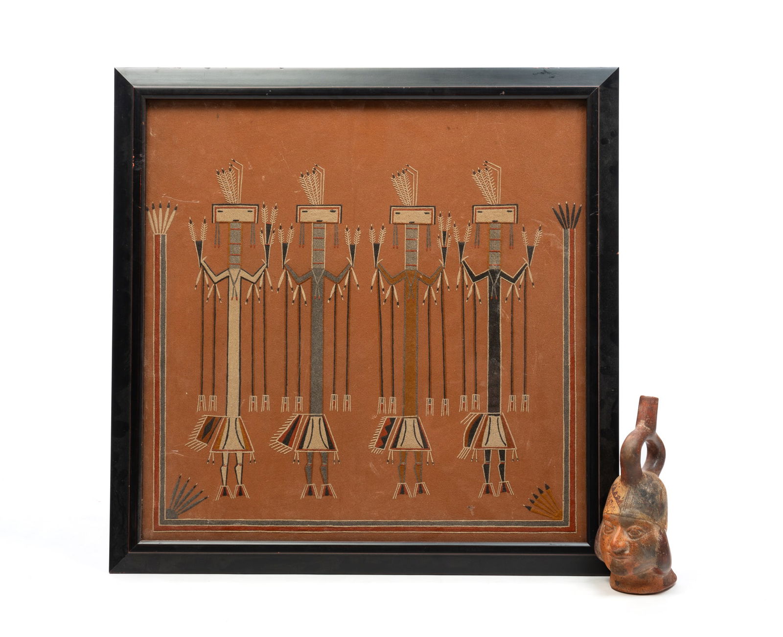 JAMES C. JOE (NAVAJO, SHIP ROCK, NEW MEXICO) "SNAKE PEOPLE WHO MAKE MEDICINE" SAND PAINTING PLUS (1 of 7)