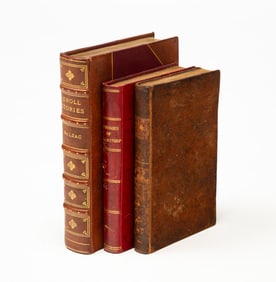 THREE LEATHER BOUND BOOKS.