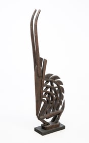 MALIAN CARVED WOOD CI WARA ANTELOPE FORM CEREMONIAL HEADDRESS.