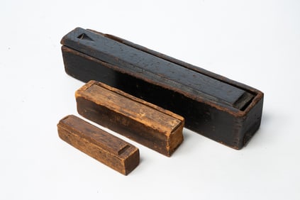 THREE AMERICAN SLIDE LID BOXES.