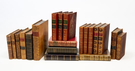 A COLLECTION OF TWENTY LEATHER BOUND BOOKS.