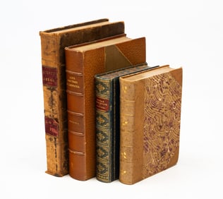 FOUR LEATHER BOUND VOLUMES ON HISTORY.