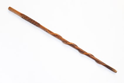 AMERICAN FOLK ART SNAKE CANE, CARVED "WM. WELLS COLUMBUS OHIO".