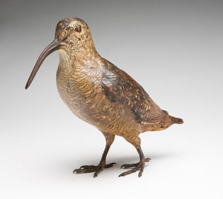 FRANZ BERGMANN (AUSTRIAN, 1861-1936) COLD-PAINTED BRONZE WOODCOCK.