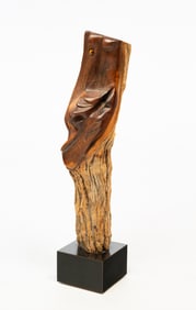 WILLIAM KATZ (AMERICAN, 1926-2003) CARVED WOOD FISH SCULPTURE.