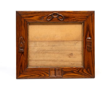 AMERICAN FOLK ART RELIEF-CARVED OAK ODD FELLOWS FRAME.