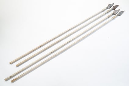SET OF FOUR ODD FELLOWS LODGE CEREMONIAL STAFF SPEARS.