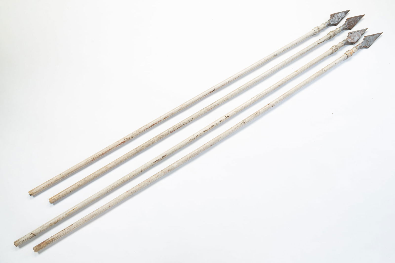 SET OF FOUR ODD FELLOWS LODGE CEREMONIAL STAFF SPEARS. (1 of 4)