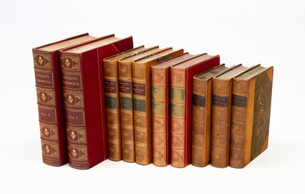TEN LEATHER BOUND VOLUMES.