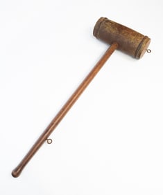 LARGE PAINTED PINE GAVEL TRADE SIGN.
