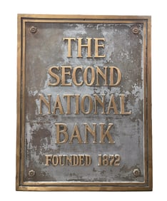 CAST BRASS "SECOND NATIONAL BANK" SIGN.