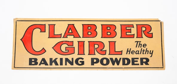 CLABBER GIRL BAKING POWDER ADVERTISING SIGN.