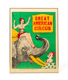 ENQUIRER PRINTING CO. "GREAT AMERICAN CIRCUS" OFFSET LITHOGRAPH POSTER.