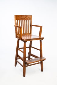 OAK POOL HALL HIGH CHAIR.