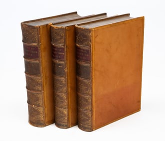 THREE LEATHER BOUND VOLUMES OF ENGLISH HISTORY.