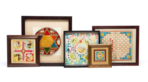 FIVE FRAMED GAMEBOARDS, INCL. FLYING ACES AND CAMELOT.