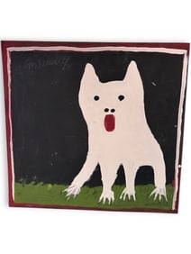 JIMMY LEE SUDDUTH (FAYETTE, ALABAMA, 1910-2007) FOLK ART OIL ON BOARD OF TOTO.