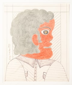 INEZ NATHANIEL WALKER (AMERICAN, 1911-1990) GRAPHITE, CRAYON, AND INK ON PAPER PORTRAIT.