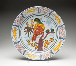 DELFT FAIENCE CHARGER WITH POLYCHROME DECORATION.