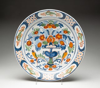 DELFT FAIENCE SHALLOW BOWL WITH POLYCHROME DECORATION.