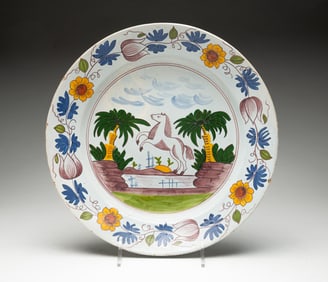 DELFT FAIENCE SHALLOW BOWL WITH POLYCHROME DECORATION.