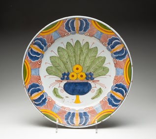 DELFT FAIENCE SHALLOW BOWL WITH POLYCHROME DECORATION.