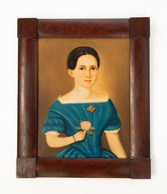 ATTRIBUTED TO PRIOR-HAMBLIN SCHOOL (AMERICAN) OIL ON PAPERBOARD PORTRAIT OF A YOUNG GIRL.