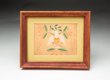 AMERICAN SCHOOL FOLK ART WATERCOLOR OF SHIELD-BREASTED EAGLE.