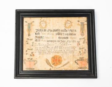 PENNSYLVANIA WATERCOLOR AND INK FRAKTUR.