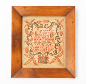 PENNSYLVANIA INK AND WATERCOLOR FRAKTUR, DATED 1754.