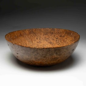 NATIVE AMERICAN CARVED BURLWOOD BOWL.