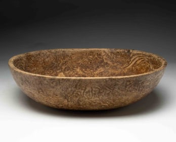 LARGE NATIVE AMERICAN CARVED BURLWOOD BOWL.