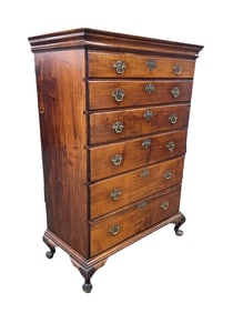 AMERICAN QUEEN ANNE TIGER MAPLE SIX-DRAWER CHEST.