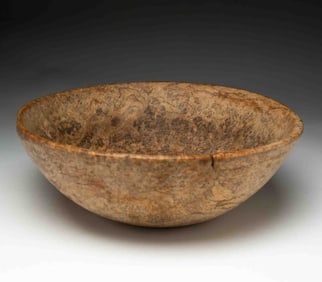NATIVE AMERICAN CARVED BURLWOOD BOWL.