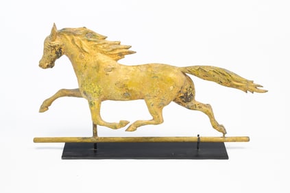 AMERICAN MOLDED AND GILT-COPPER FULL-BODIED RUNNING HORSE WEATHERVANE.