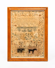 MARY SMELT (AMERICAN OR ENGLISH) NEEDLEWORK SAMPLER, DATED 1802.