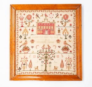 ELIZABETH TURNER (AMERICAN OR ENGLISH) NEEDLEWORK SAMPLER, DATED 1822.