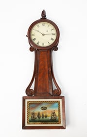 ATTRIBUTED TO DAVID WILLIAMS (AMERICAN, 1769-1823) RHODE ISLAND MAHOGANY AND REVERSE-PAINTED BANJO