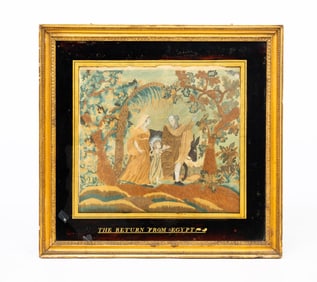 AMELIA HART HOTCHKISS (SAYBROOK, CONNECTICUT) "THE RETURN FROM EGYPT" NEEDLEWORK.