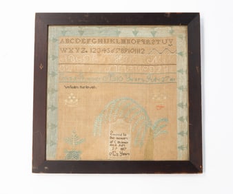 ELISA SKINNER (AMERICAN, B. 1809) MEMORIAL NEEDLEWORK SAMPLER, DATED 1819.