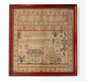 MARY ANN DAWES (ENGLISH, B. 1814) NEEDLEWORK HOUSE SAMPLER, DATED 1826.