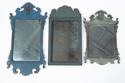THREE CHIPPENDALE STYLE PAINTED MIRRORS.