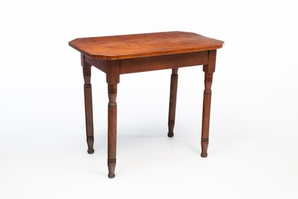 AMERICAN SHERATON TIGER MAPLE AND WALNUT STAND.