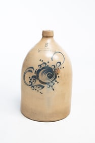 NEW YORK STONEWARE CO. COBALT-DECORATED STONEWARE FIVE-GALLON JUG.