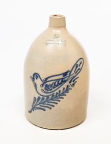 F.B. NORTON SONS (WORCESTER, MASSACHUSETTS) COBALT-DECORATED STONEWARE TWO-GALLON JUG.