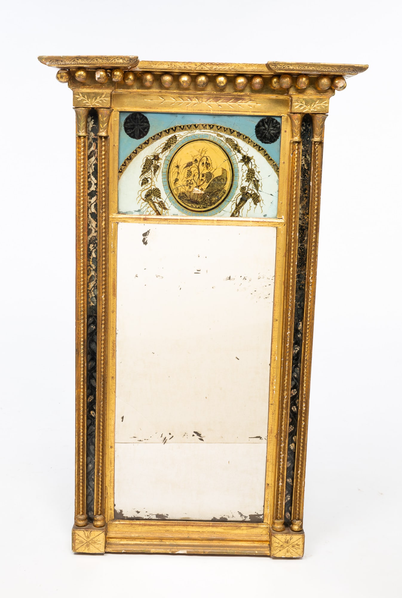 FEDERAL GILTWOOD AND REVERSE-PAINTED MIRROR. (1 of 5)