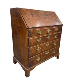 AMERICAN CHIPPENDALE TIGER MAPLE SLANT-FRONT DESK.