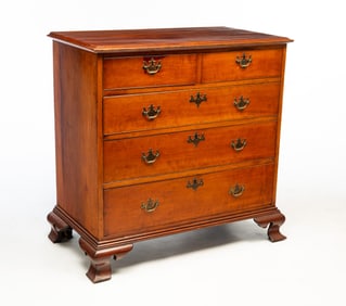 AMERICAN CHIPPENDALE CHERRY FIVE-DRAWER CHEST.