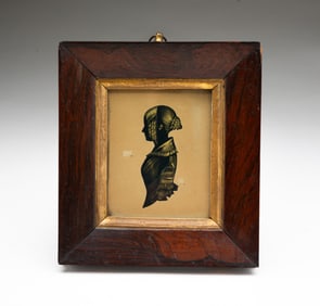 AMERICAN SCHOOL INKED PROFILE SILHOUETTE OF YOUNG WOMAN.
